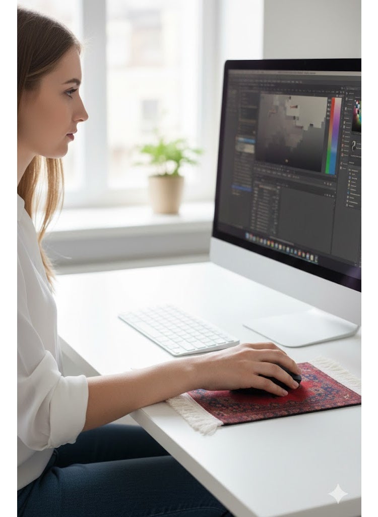 Droplyte Persian Carpet Style Coasters Mouse Pad Oriental Vintage Bohemian Rug Desk Pad Miniature Mouse Mat Coaster Table Décor for Office Home - Image 4